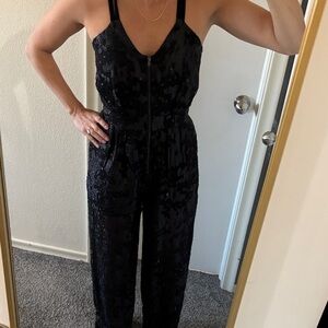 BCBGeneration Black Sequin V-Neck Jumpsuit
